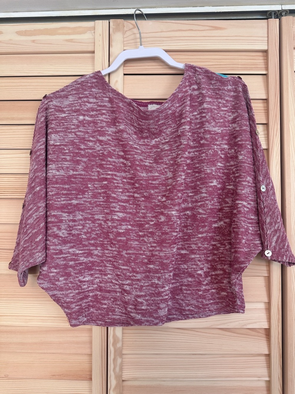 Anthropologie Postmark Button Open Sleeve Top Marled Red Women XS